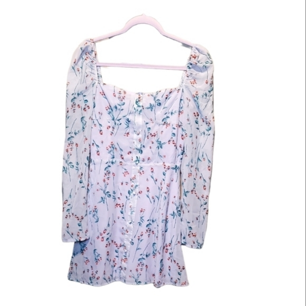 Missguided Floral Lilac Square Neckline Mini Dress Size 4 NWT - Picture 1 of 12